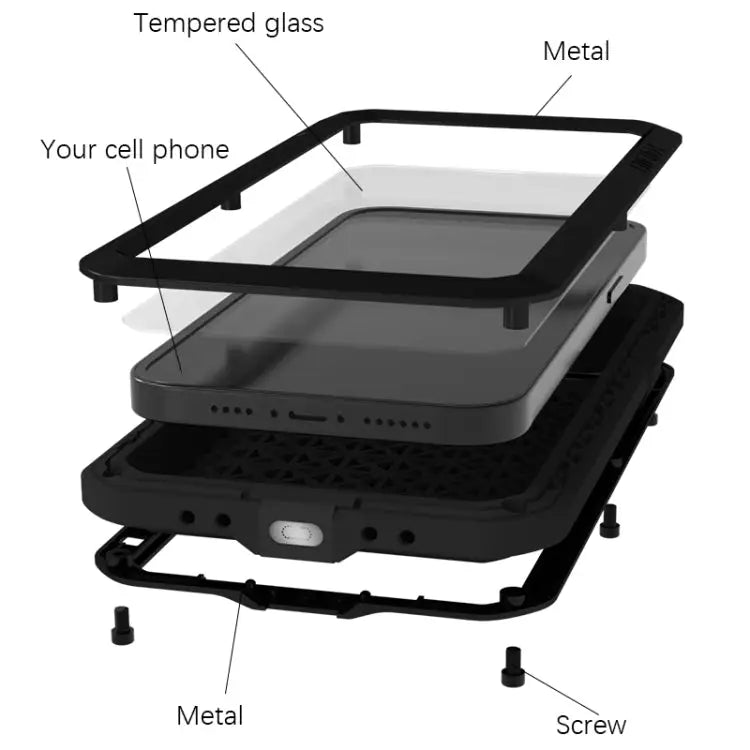 LOVE MEI Metal Shockproof Life Waterproof Dustproof Phone Case