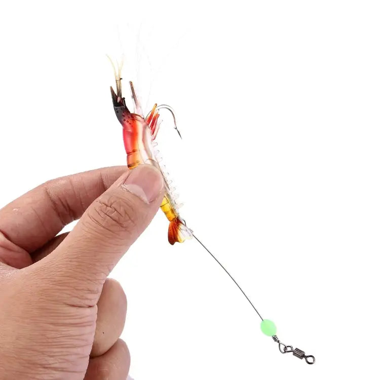 Luminous Shrimp Shape Fishing Lures Artificial Fishing Bait with Hook Length: 7cm Yellow Red - Yellow Red