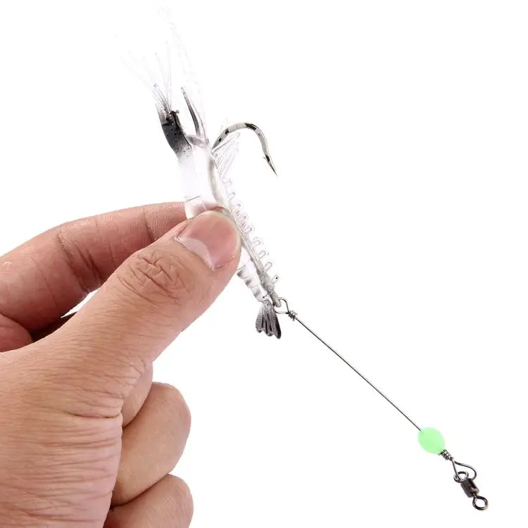 Luminous Shrimp Shape Fishing Lures Artificial Fishing Bait with Hook Length: 7cm White Black - White Black