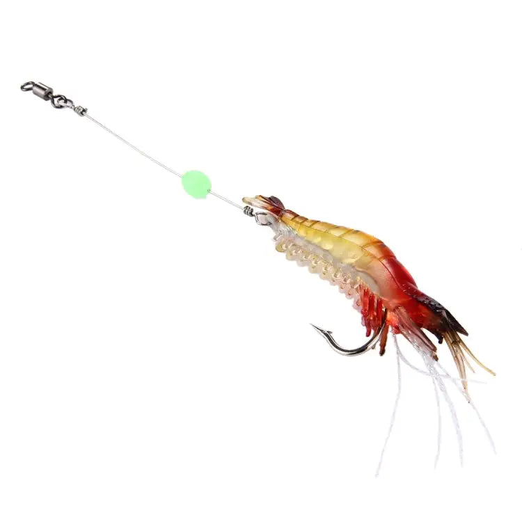 Luminous Shrimp Shape Fishing Lures Artificial Fishing Bait with Hook Length: 7cm Yellow Red - Yellow Red