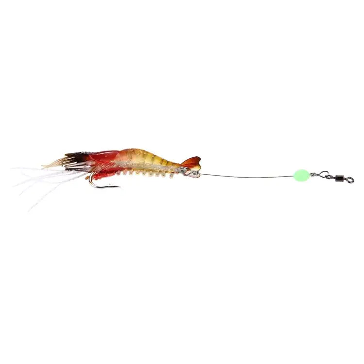 Luminous Shrimp Shape Fishing Lures Artificial Fishing Bait with Hook Length: 7cm Yellow Red - Yellow Red