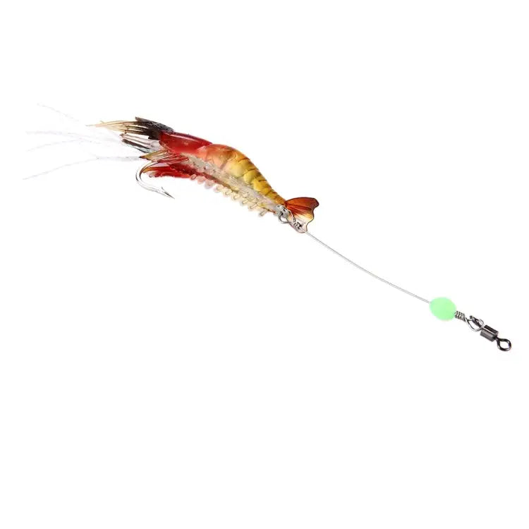 Luminous Shrimp Shape Fishing Lures Artificial Fishing Bait with Hook Length: 7cm Yellow Red - Yellow Red