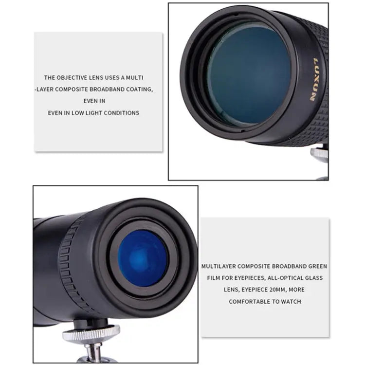 LUXUN 10-30x40 Single-Cylinder HD High-Power Telescope Mobile Phone Mini Telescope Telescope & Phone Clip & Tripod