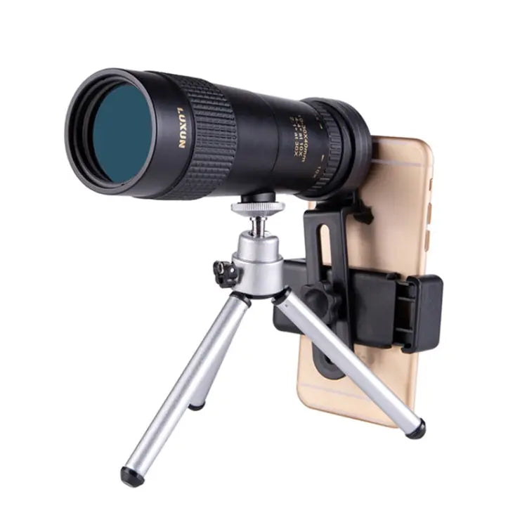 LUXUN 10-30x40 Single-Cylinder HD High-Power Telescope Mobile Phone Mini Telescope Telescope & Phone Clip & Tripod