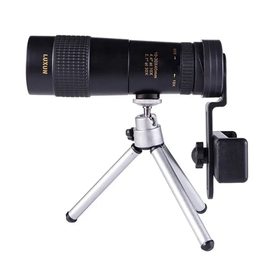 LUXUN 10-30x40 Single-Cylinder HD High-Power Telescope Mobile Phone Mini Telescope Telescope & Phone Clip & Tripod