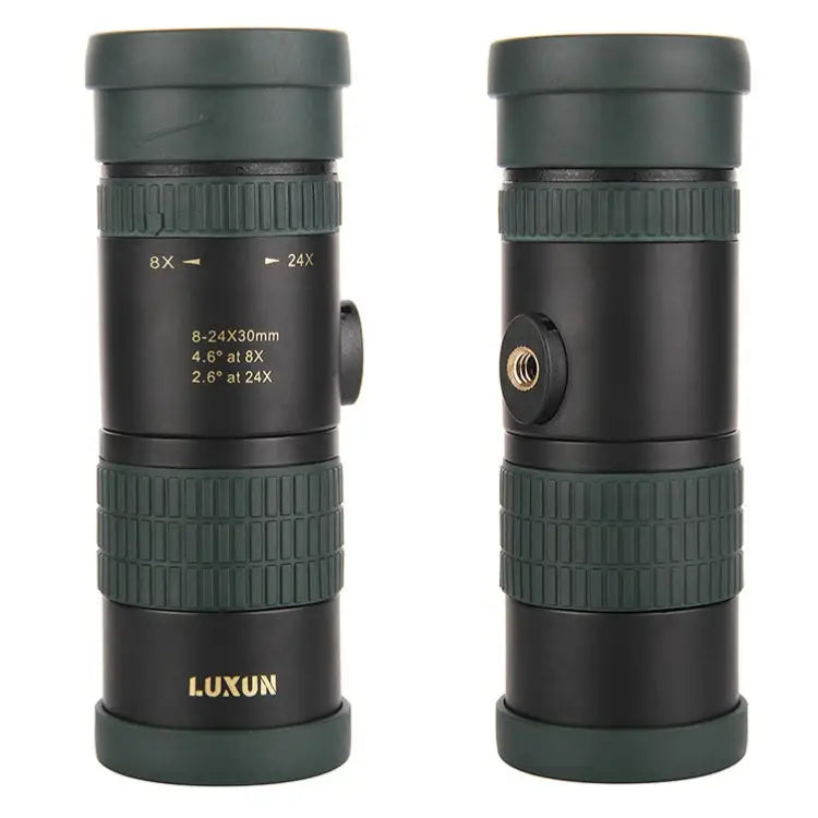 LUXUN 8-24X30 Shimmer Night Vision Single-Cylinder Variation Telescope with Phone Clip & Tripod with Phone Clip &