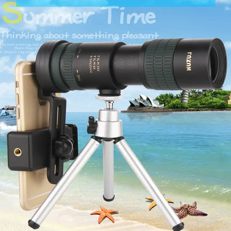 LUXUN 8-24X30 Shimmer Night Vision Single-Cylinder Variation Telescope with Phone Clip & Tripod with Phone Clip &