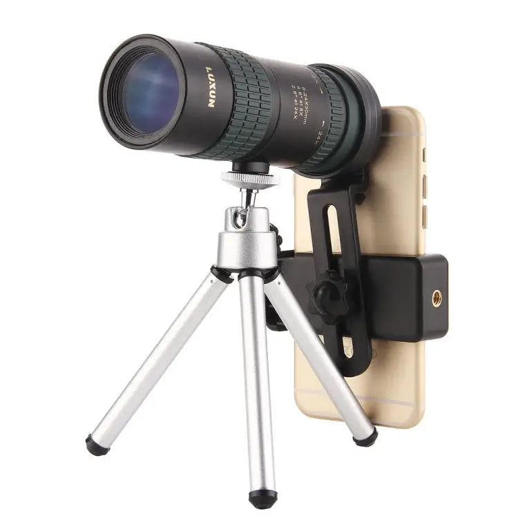 LUXUN 8-24X30 Shimmer Night Vision Single-Cylinder Variation Telescope with Phone Clip & Tripod with Phone Clip &