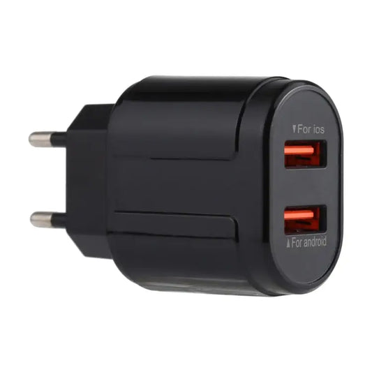 LZ-022 5V 2.4A Dual USB Ports Travel Charger EU Plug - Black