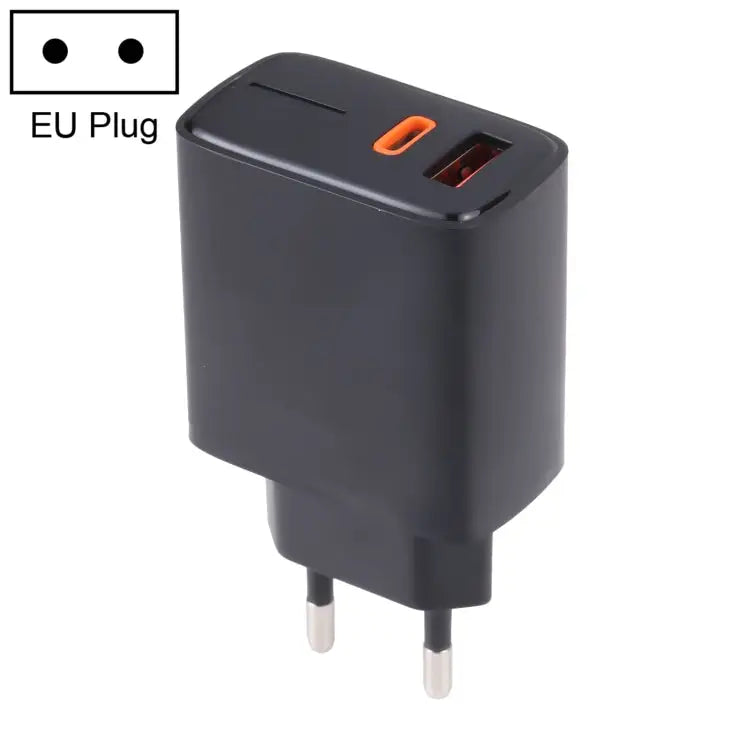 LZ-1130 PD 20W Type-C + QC 3.0 USB Fast Charger 20W EU Plug 20W US Plug - 20W EU Plug / Black - Apple Accessories