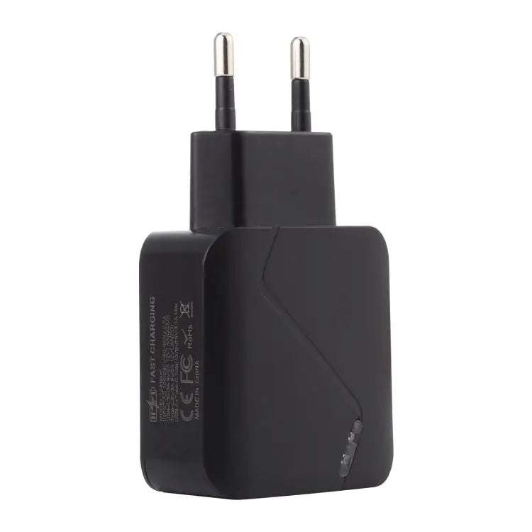LZ-819A + C QC3.0 USB + PD 18W USB-C / Type-C Interfaces Travel Charger with Indicator Light EU Plug EU Plug