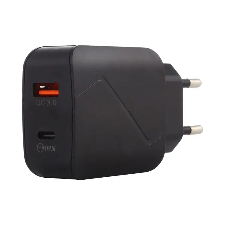 LZ-819A + C QC3.0 USB + PD 18W USB-C / Type-C Interfaces Travel Charger with Indicator Light EU Plug EU Plug
