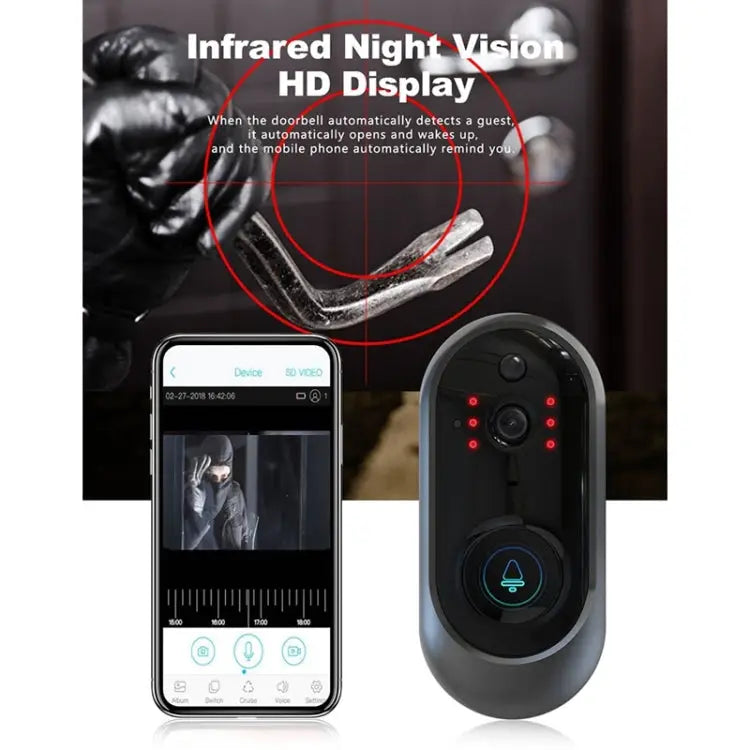 M108 720P 6400mAh Smart WIFI Video Visual Doorbell,Support Phone Remote Monitoring & Real-time Voice Intercom M108