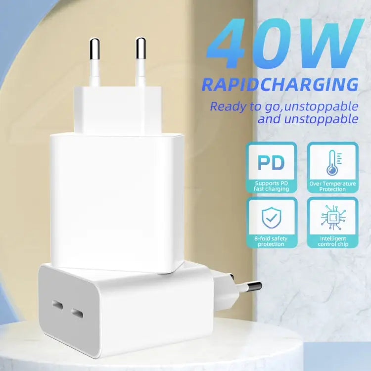M160 PD 40W Dual Type-C Fast Charger EU Plug US Plug - US Plug - Apple Accessories