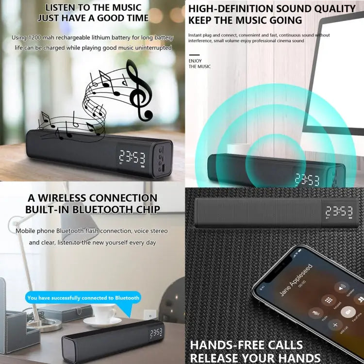 M2 Stereo Bluetooth Subwoofer Loud Boat TV Home Theatre Wireless Bluetooth Speaker - Black