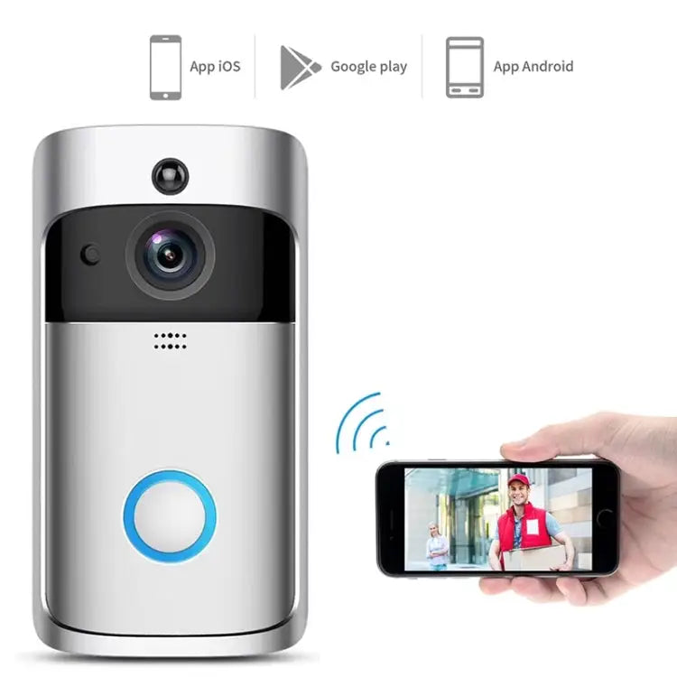 M4 720P Smart WIFI Ultra Low Power Video PIR Visual Doorbell with 3 Battery Slots,Support Mobile Phone Remote