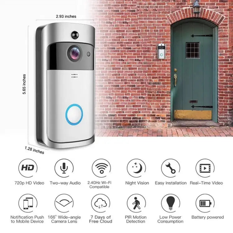 M4 720P Smart WIFI Ultra Low Power Video PIR Visual Doorbell with 3 Battery Slots,Support Mobile Phone Remote