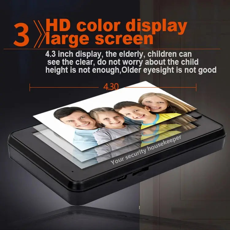 M4300A 4.3 inch Display Screen 3.0MP Camera Video Smart Doorbell Support TF Card (32GB Max) & Motion Detection &