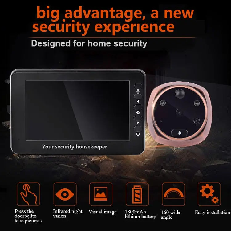 M4300A 4.3 inch Display Screen 3.0MP Camera Video Smart Doorbell Support TF Card (32GB Max) & Motion Detection &