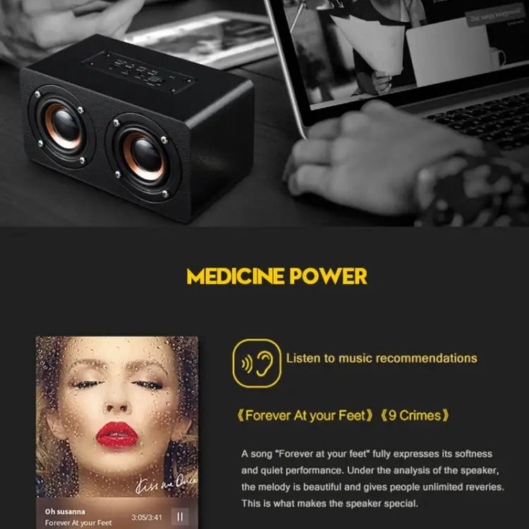 M5 Multifunctional Desktop Wooden Bluetooth Speaker Wireless Loudspeaker - Apple Accessories