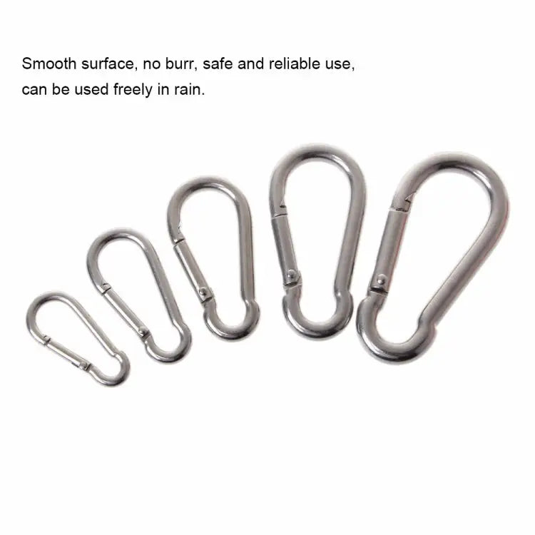 M5 Stainless Steel Carabiner Spring Hook Multi-tool Mountaineering Buckle Lock Camping Hook Rope Inner Diameter: 4.9mm