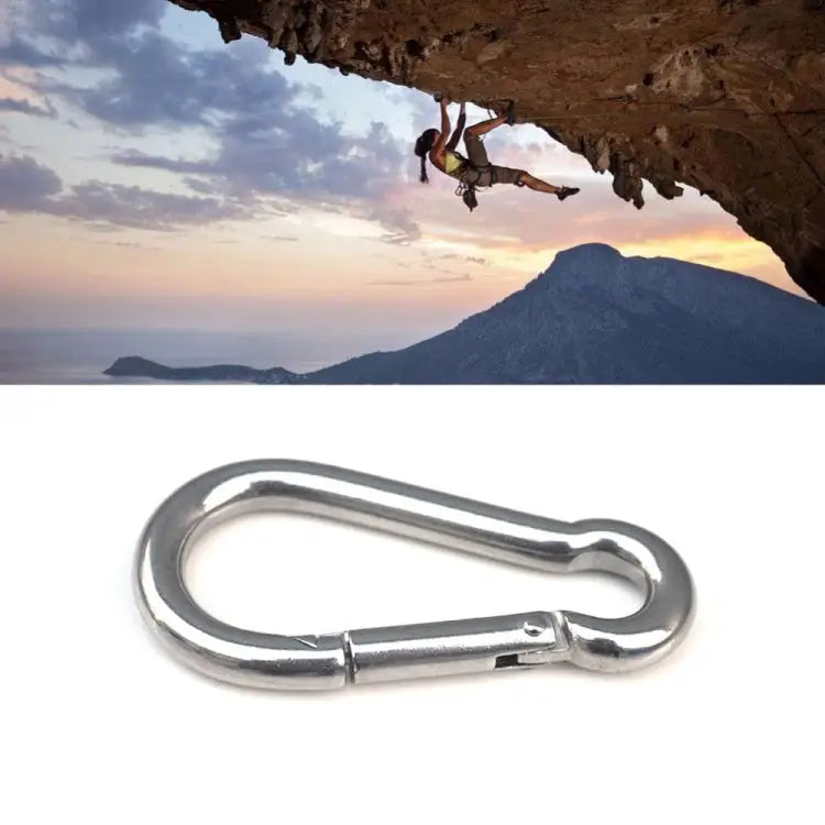 M5 Stainless Steel Carabiner Spring Hook Multi-tool Mountaineering Buckle Lock Camping Hook Rope Inner Diameter: 4.9mm