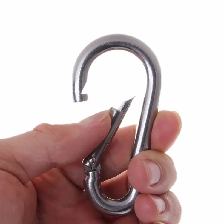 M5 Stainless Steel Carabiner Spring Hook Multi-tool Mountaineering Buckle Lock Camping Hook Rope Inner Diameter: 4.9mm