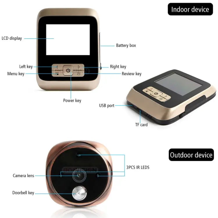 M530 3.0 inch TFT Display 3.0MP Camera Video Digital Door Viewer Support TF Card (32GB Max) & Infrared Night Vision M530