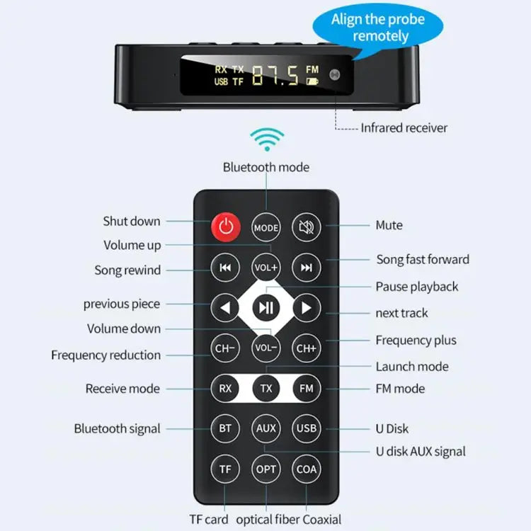 M6 NFC Bluetooth 5.0 Receiver & Transmitter & FM 3 In 1 Adapter - M6