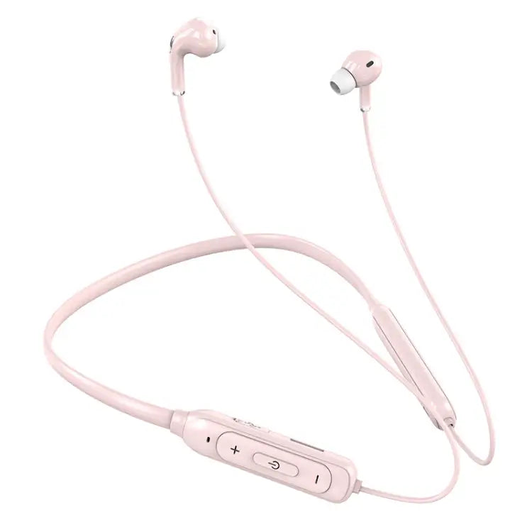 M60 8D Surround Sound Wireless Neck-mounted 5.1 Bluetooth Earphone Support TF Card MP3 Mode - Pink - Apple Accessories