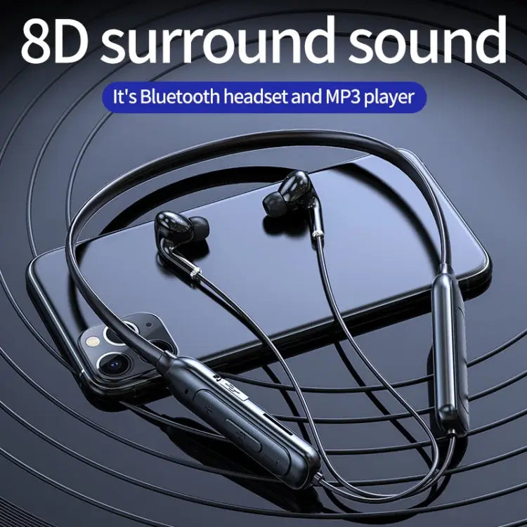 M60 8D Surround Sound Wireless Neck-mounted 5.1 Bluetooth Earphone Support TF Card MP3 Mode - Apple Accessories