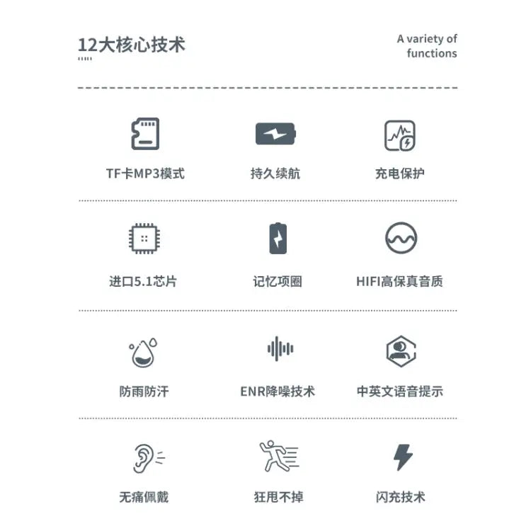 M60 8D Surround Sound Wireless Neck-mounted 5.1 Bluetooth Earphone Support TF Card MP3 Mode - Apple Accessories