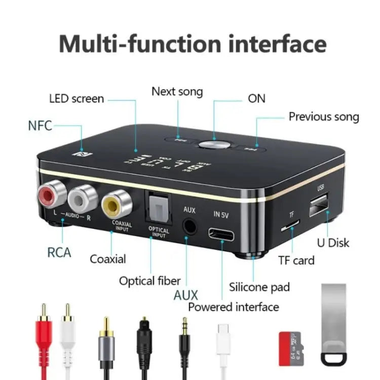 M8 NFC 2 in 1 NFC Optical Coaxial Bluetooth 5.0 Audio Transmitter Receiver with Digital Display M8 - M8