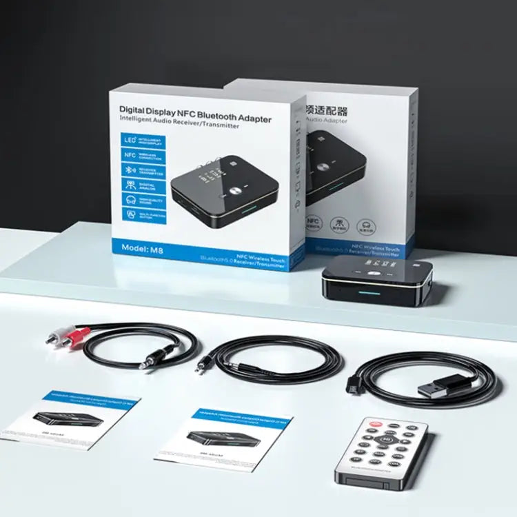 M8 NFC 2 in 1 NFC Optical Coaxial Bluetooth 5.0 Audio Transmitter Receiver with Digital Display M8 - M8