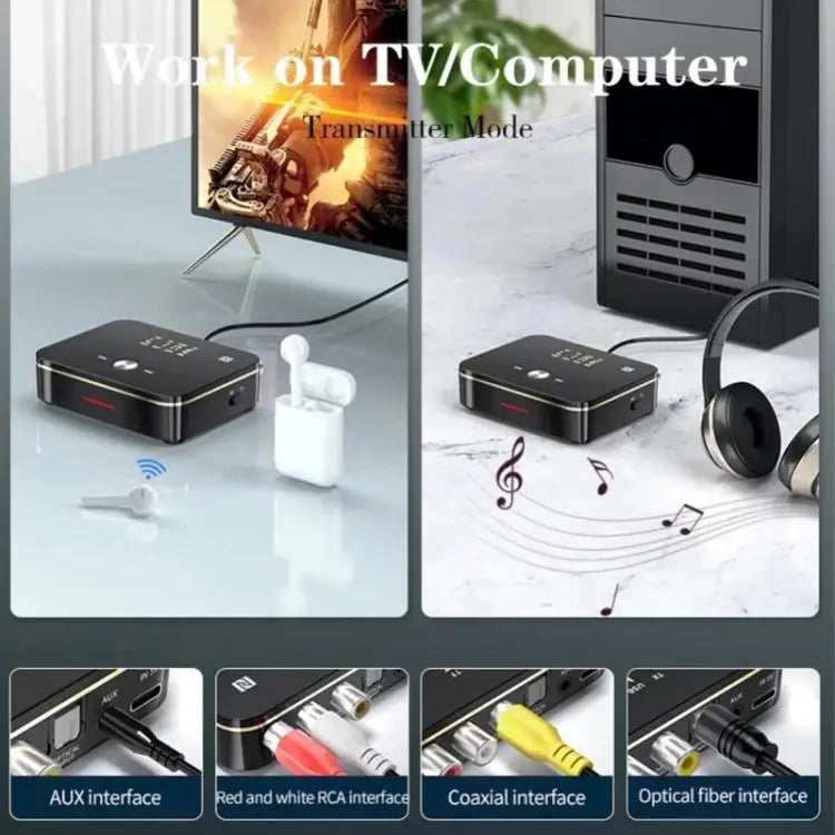 M8 NFC 2 in 1 NFC Optical Coaxial Bluetooth 5.0 Audio Transmitter Receiver with Digital Display M8 - M8
