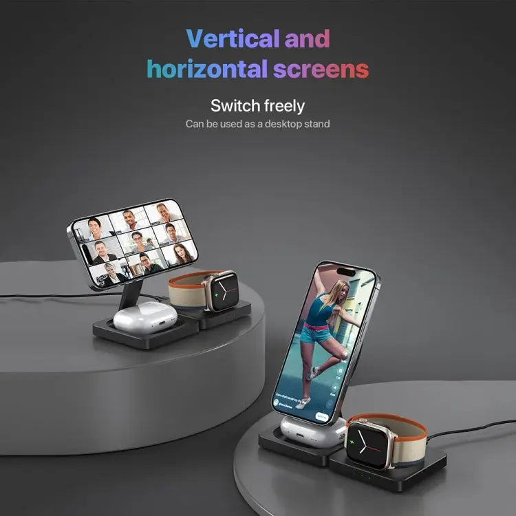 M9 3-In-1 Portable Magnetic Folding Wireless Charger Fast Charging Bracket - Apple Accessories