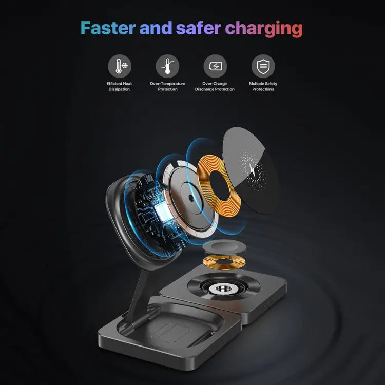 M9 3-In-1 Portable Magnetic Folding Wireless Charger Fast Charging Bracket - Apple Accessories