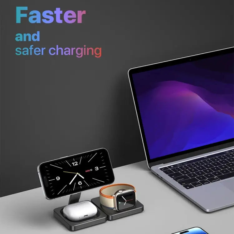 M9 3-In-1 Portable Magnetic Folding Wireless Charger Fast Charging Bracket - Apple Accessories