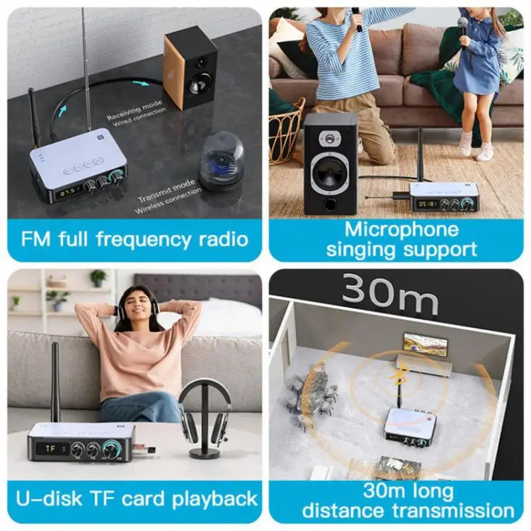 M9 Pro 5.1 Bluetooth Receiver Launcher FM Radio 4 In 1 NFC Audio Adapter M9 Pro - M9 Pro