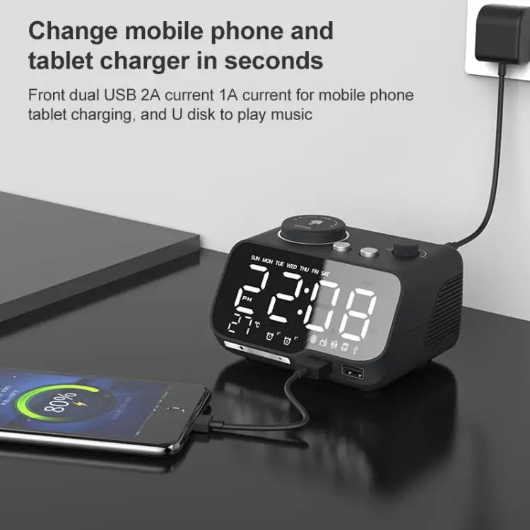 M9 Wireless Bluetooth Speaker Multifunctional Desktop Alarm Clock Support TF Card & U Disk & AUX US Plug EU Plug UK Plug