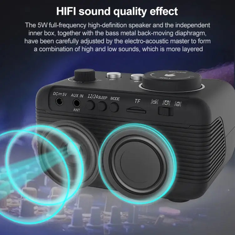 M9 Wireless Bluetooth Speaker Multifunctional Desktop Alarm Clock Support TF Card & U Disk & AUX US Plug EU Plug UK Plug
