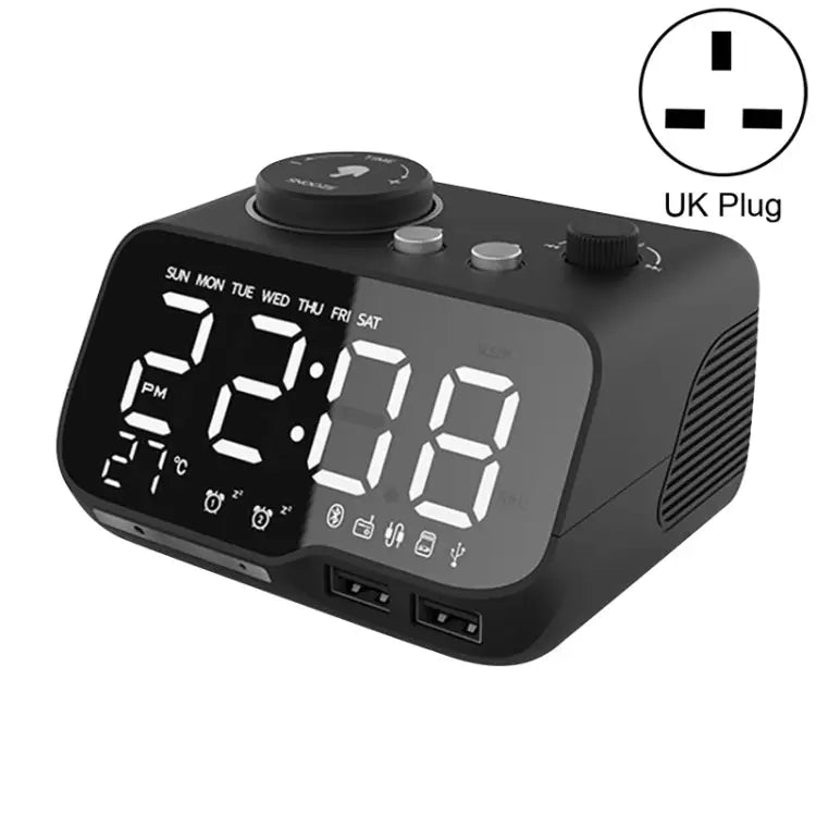 M9 Wireless Bluetooth Speaker Multifunctional Desktop Alarm Clock Support TF Card & U Disk & AUX US Plug EU Plug UK