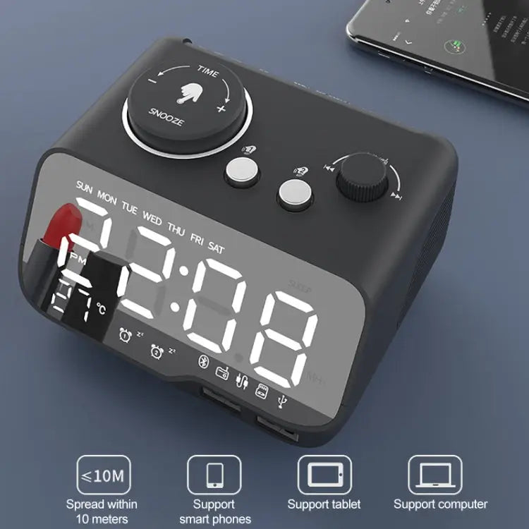 M9 Wireless Bluetooth Speaker Multifunctional Desktop Alarm Clock Support TF Card & U Disk & AUX US Plug EU Plug UK Plug