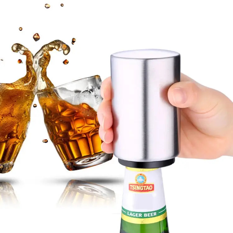 Magnetic Automatic Beer Bottle Cap Opener Stainless Steel Push Down Beer Opener Kitchen Gadgets Size: 8.5 x 5.2cm