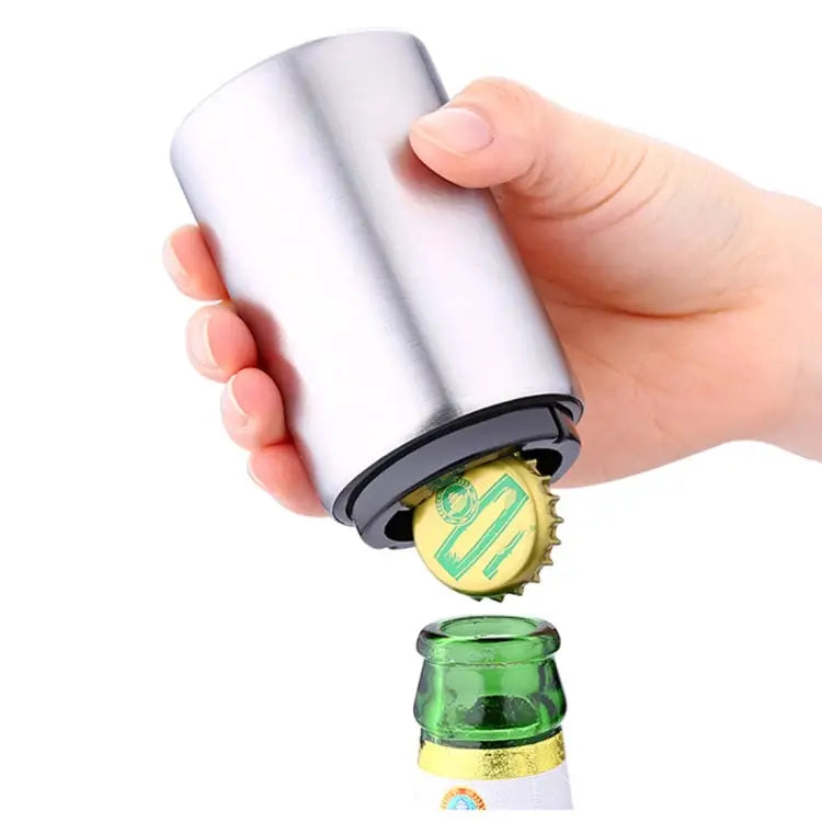 Magnetic Automatic Beer Bottle Cap Opener Stainless Steel Push Down Beer Opener Kitchen Gadgets Size: 8.5 x 5.2cm