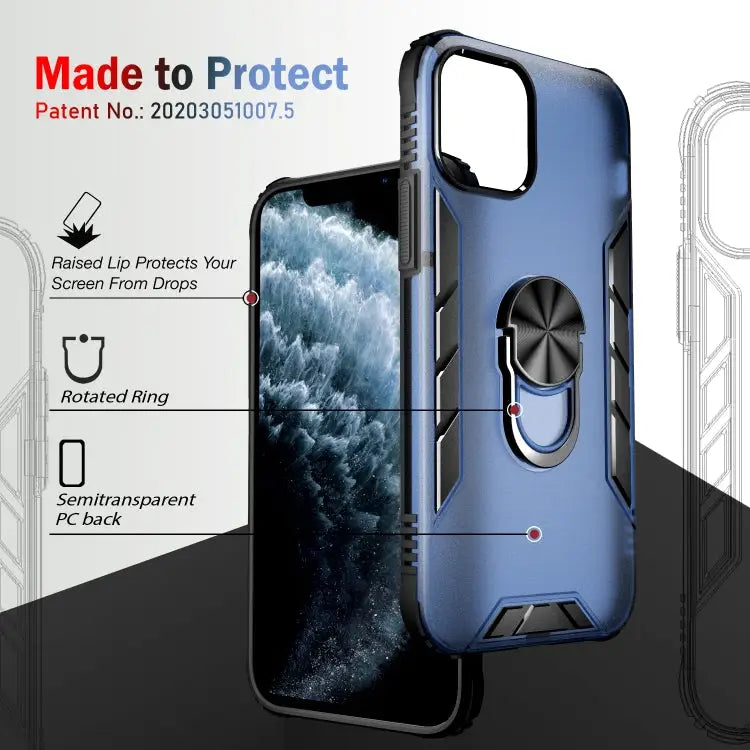 Magnetic Frosted PC + Matte TPU Shockproof Case with Ring Holder For iPhone 12 Pro Max For iPhone 12 / 12 Pro