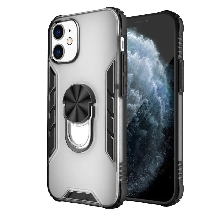 Magnetic Frosted PC + Matte TPU Shockproof Case with Ring Holder For iPhone 12 Pro Max For iPhone 12 / 12 Pro
