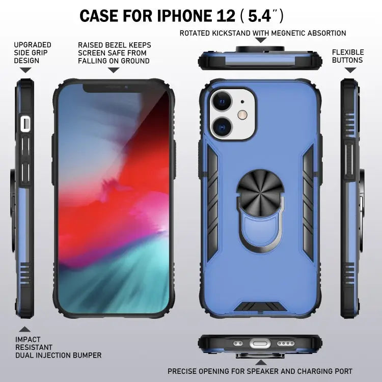 Magnetic Frosted PC + Matte TPU Shockproof Case with Ring Holder For iPhone 12 Pro Max For iPhone 12 / 12 Pro