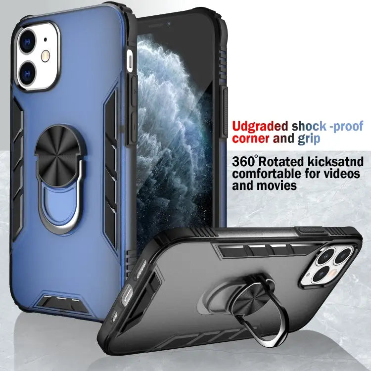 Magnetic Frosted PC + Matte TPU Shockproof Case with Ring Holder For iPhone 12 Pro Max For iPhone 12 / 12 Pro