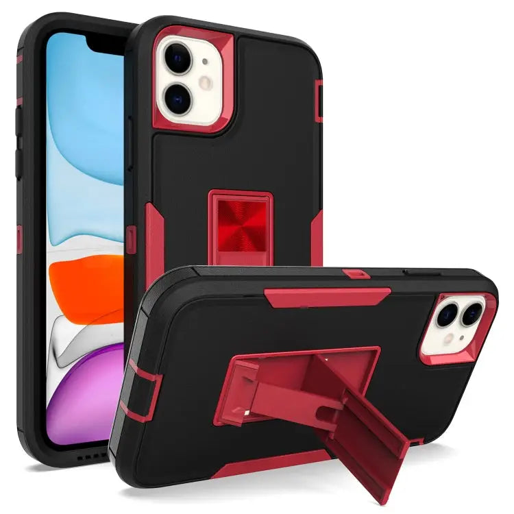 Magnetic Holder Phone Case For iPhone 11 Pro Max For iPhone 12 mini - For iPhone 12 mini / Black + Wine Red - Apple